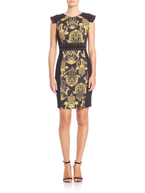 versace long dress black|versace black and gold dress.